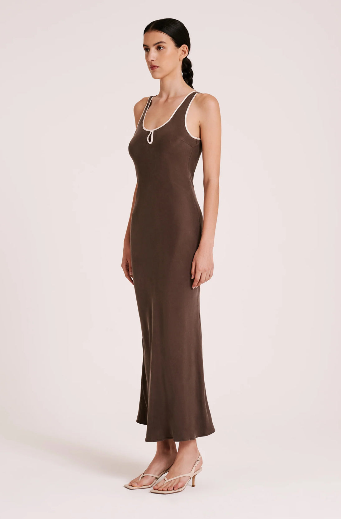 Nude Lucy II ENNI Cupro Slip Dress - bark