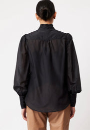 OnceWas II Florence cotton silk embroidered shirt - Black