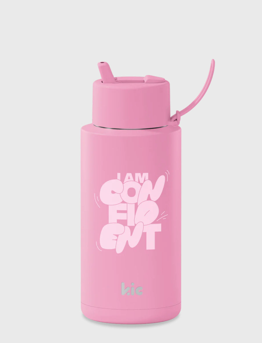 frank green II 34oz Flip Lid Water Bottles - l KIC Flamingo (Confident)