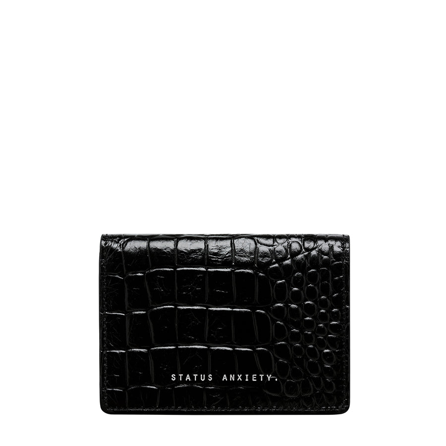 Status Anxiety II EASY DOES IT wallet - black croc emboss