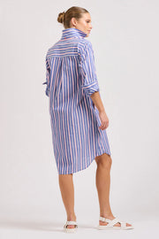 Shirty II THE POPOVER Shirt Dress - chambray/Pink Stripe