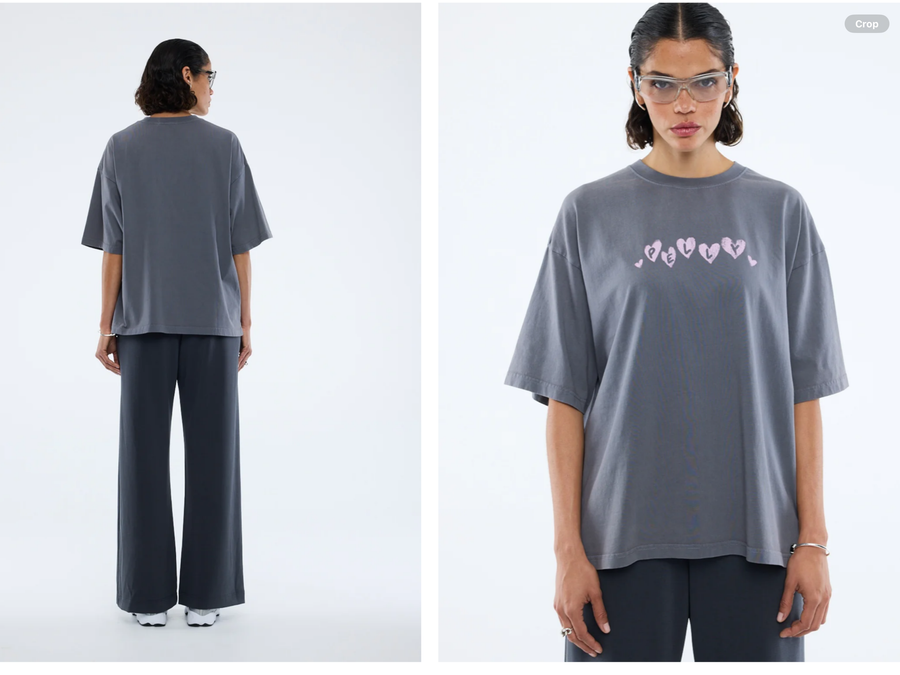 ENA Pelly II PELLY Spray Heart Tee - Washed gray