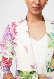 Oncewas II BAHIA LACE Trim Blazer - wisteria alba print