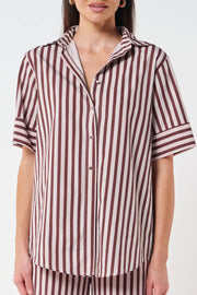 Apero II IRIS Stripe Button Down Shirt - cinnamon/pink