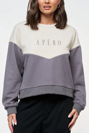 Apero II INTERSECT Oversized Panel Sweater - Steele blue/Grey