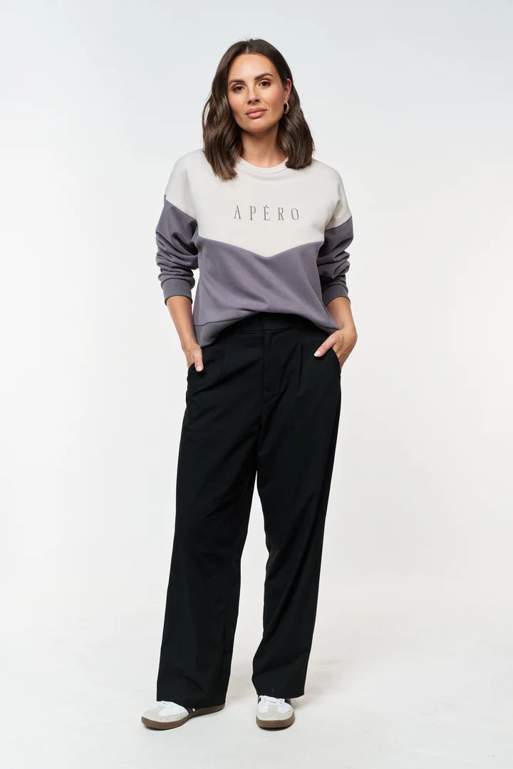 Apero II INTERSECT Oversized Panel Sweater - Steele blue/Grey