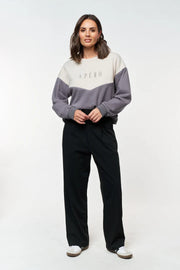 Apero II INTERSECT Oversized Panel Sweater - Steele blue/Grey