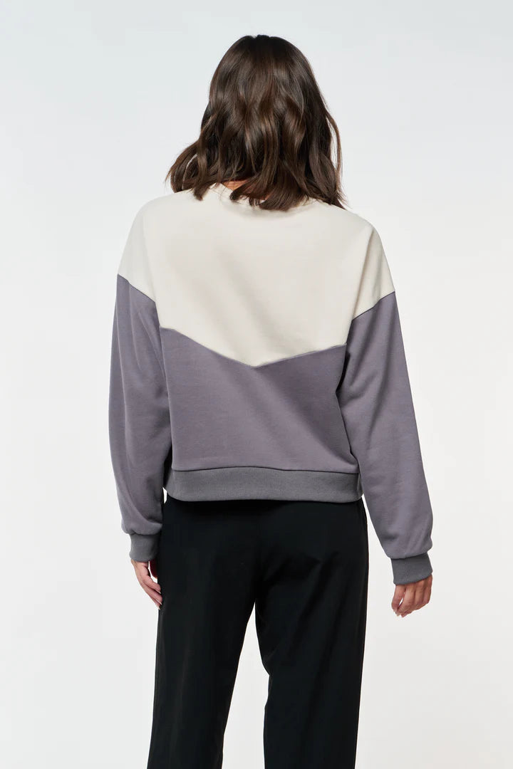 Apero II INTERSECT Oversized Panel Sweater - Steele blue/Grey