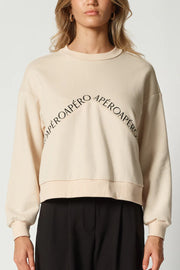 Apero II LOTUS Cropped Panel Sweater - cream/black