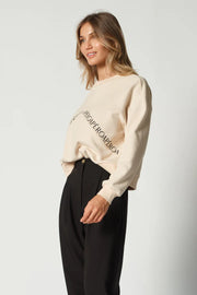 Apero II LOTUS Cropped Panel Sweater - cream/black