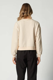 Apero II LOTUS Cropped Panel Sweater - cream/black