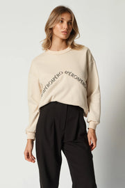 Apero II LOTUS Cropped Panel Sweater - cream/black