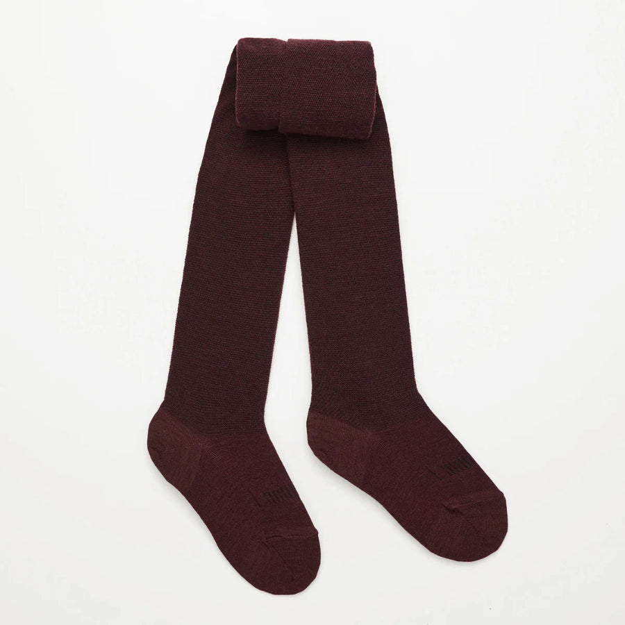 Lamington II MERINO Wool Textured Tights - currant/maroon