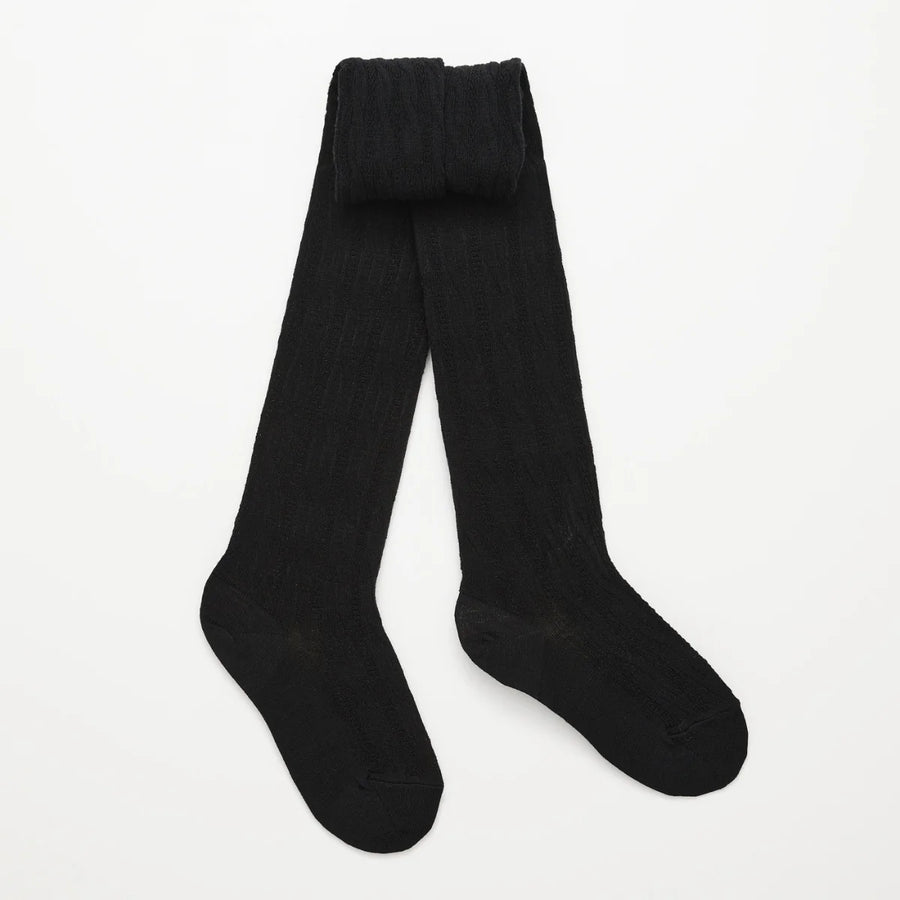 Lamington II MERINO Wool CABLE KNIT Tights - black