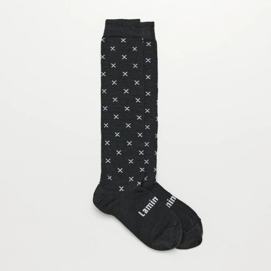 Lamington II Merino Wool Knee High Socks- ROCKY charcoal X