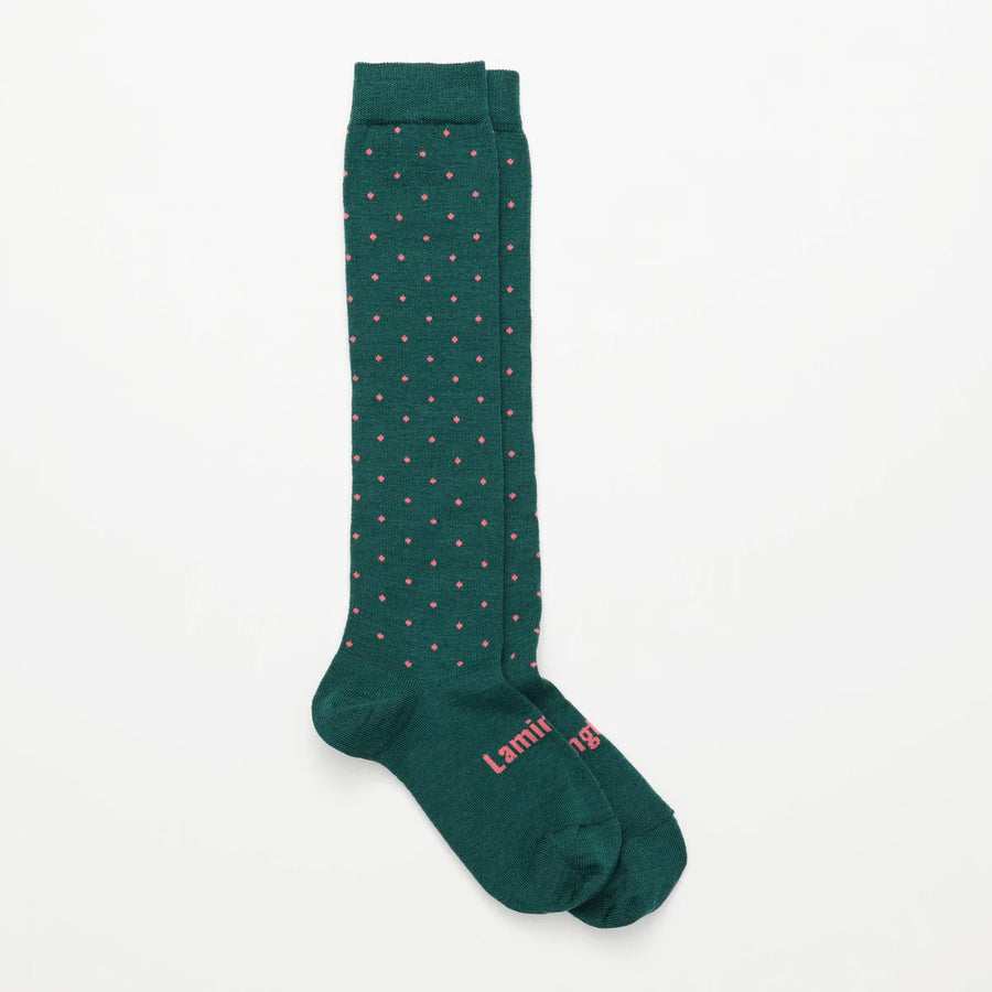 Lamington II MERINO WOOL KNEE High Socks - BRIGHTON green spot