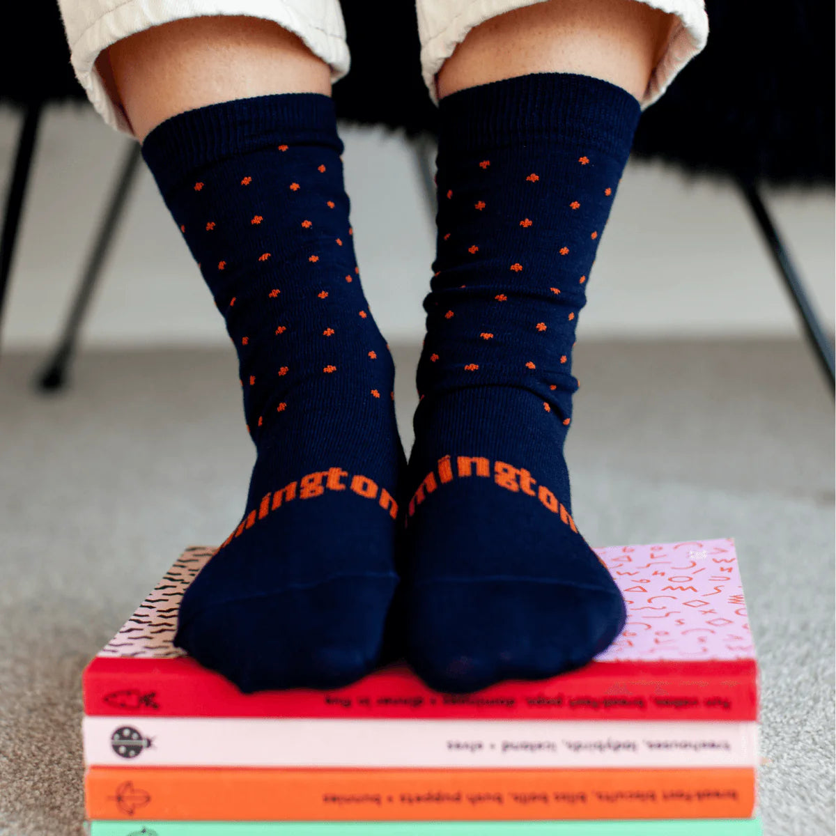 Lamington II MERINO WOOL Crew Socks - BENNY navy spot