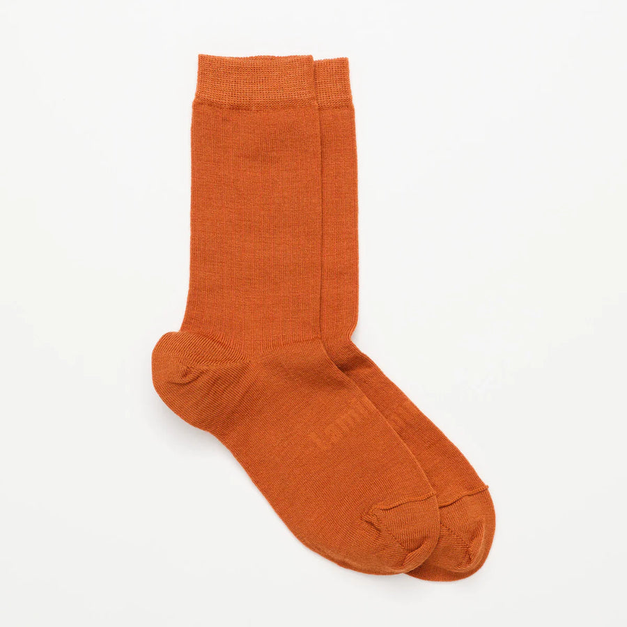 Lamington II MERINO Wool Rib Socks - SIENNA rust