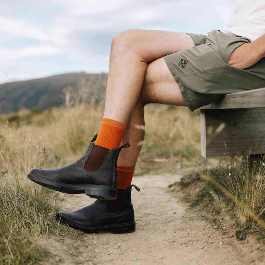 Lamington II MERINO Wool Rib Socks - SIENNA rust