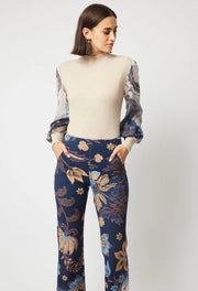 Oncewas II GETTY FLARED Leg Ponti Pant - Lotus Flower