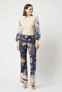 Getty Flared Leg Ponti Pant - Lotus Flower