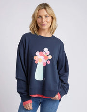 Elm Lifestyle II JANEY Floral Crew Sweater - navy