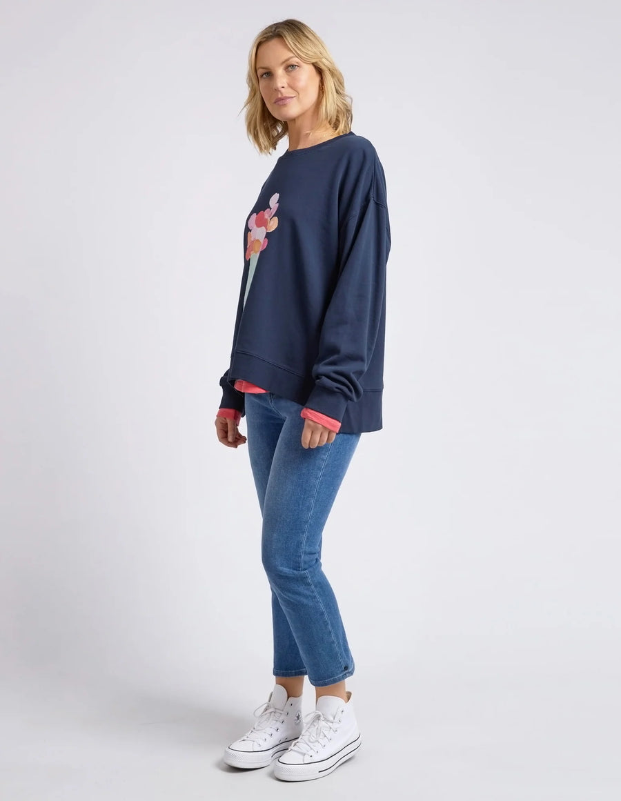 Elm Lifestyle II JANEY Floral Crew Sweater - navy