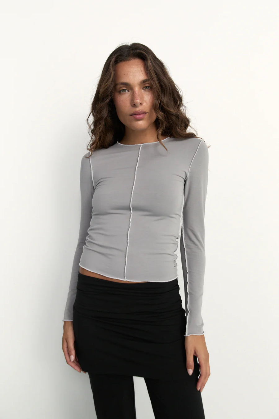 Pinky & Kamal II INSIDE OUT TOP - Pebble Grey