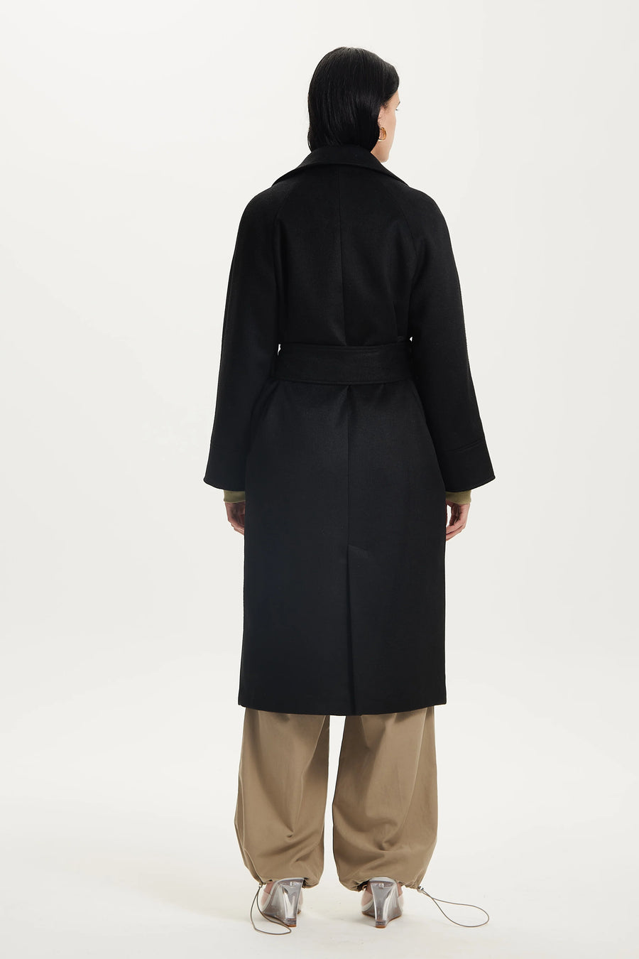 THIRD FORM II UNCOVER Woolen Trench Coat - black