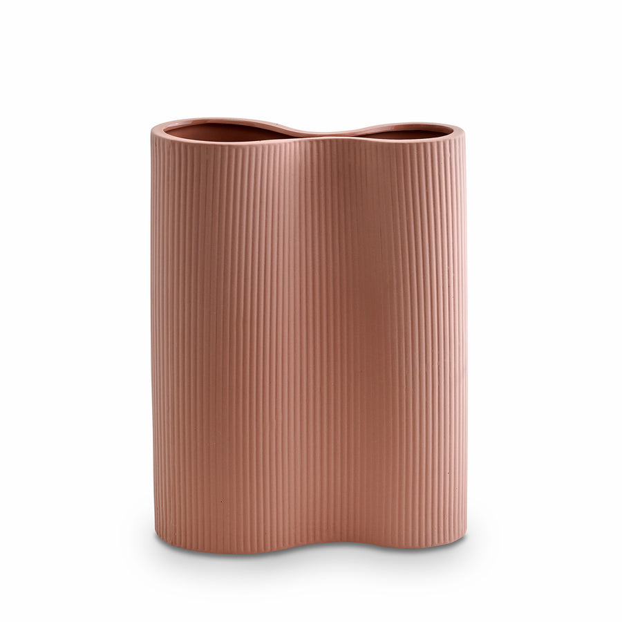 Marmoset Found II INFINITY RIBBED Medium Vase - Ochre pink