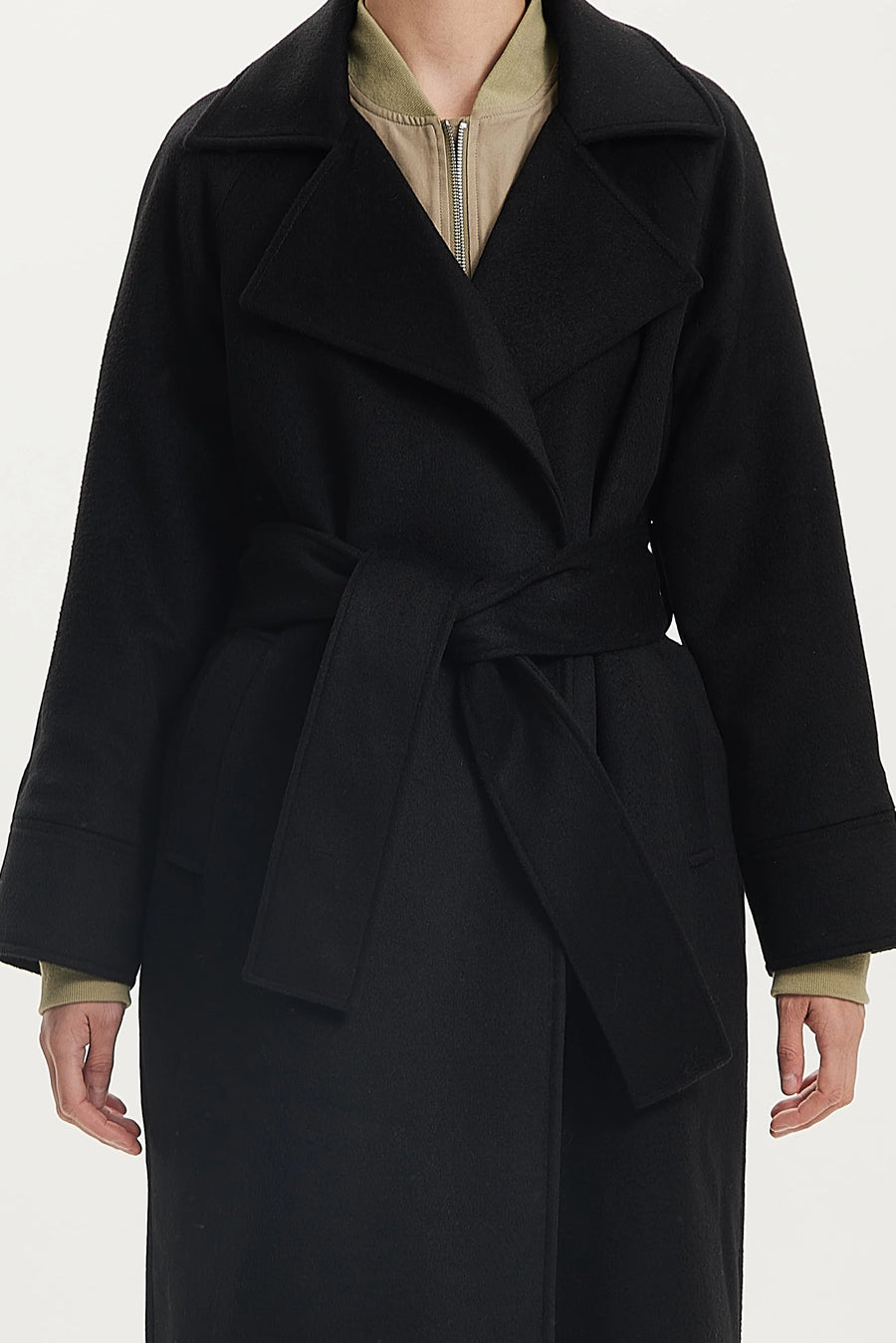 THIRD FORM II UNCOVER Woolen Trench Coat - black