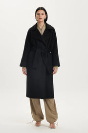 THIRD FORM II UNCOVER Woolen Trench Coat - black